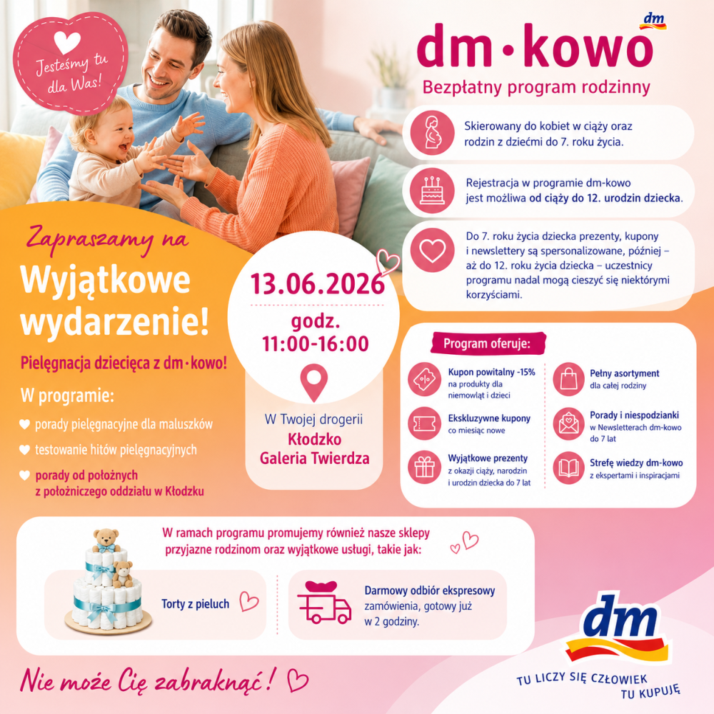 Plakat promujący wydarzenie w drogerii dm
