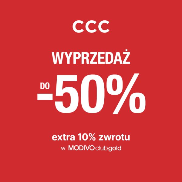 Plakat z informacją o wyprzedaży w CCC