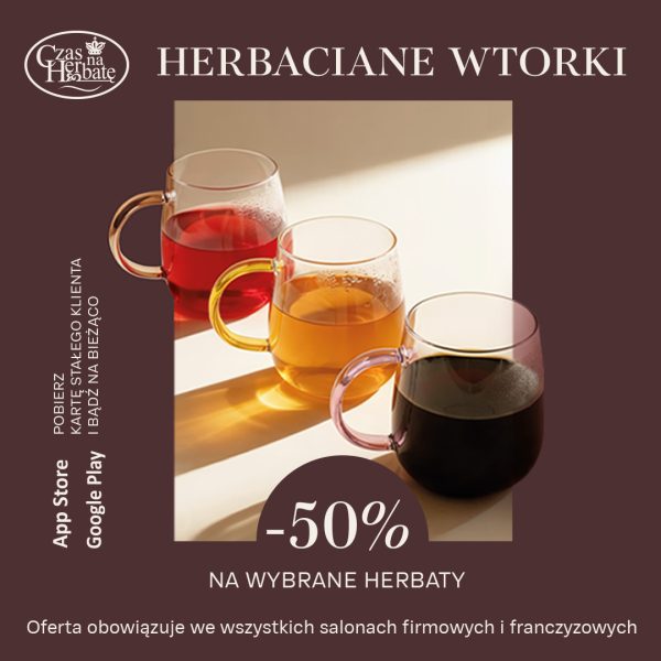 Grafika - trzy szklanki z napojem z Czas na Herbatę.