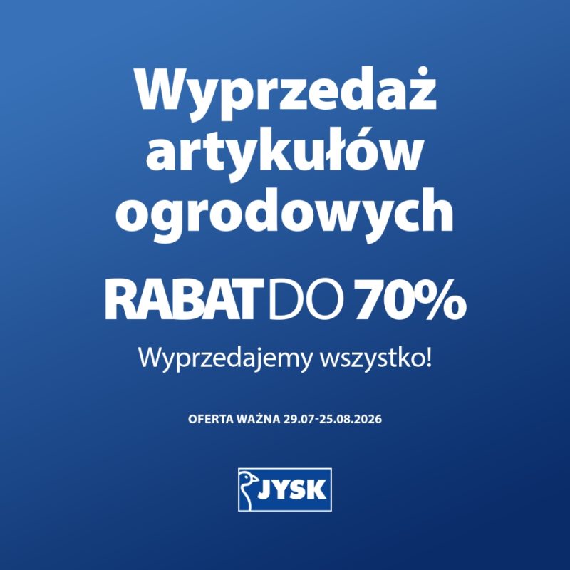Plakat z wyprzedażą w JYSK