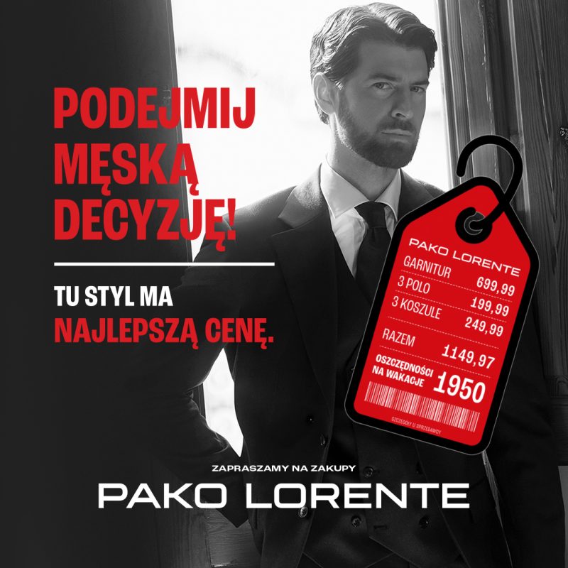 Grafika z modelem w garniturze Pako Lorente