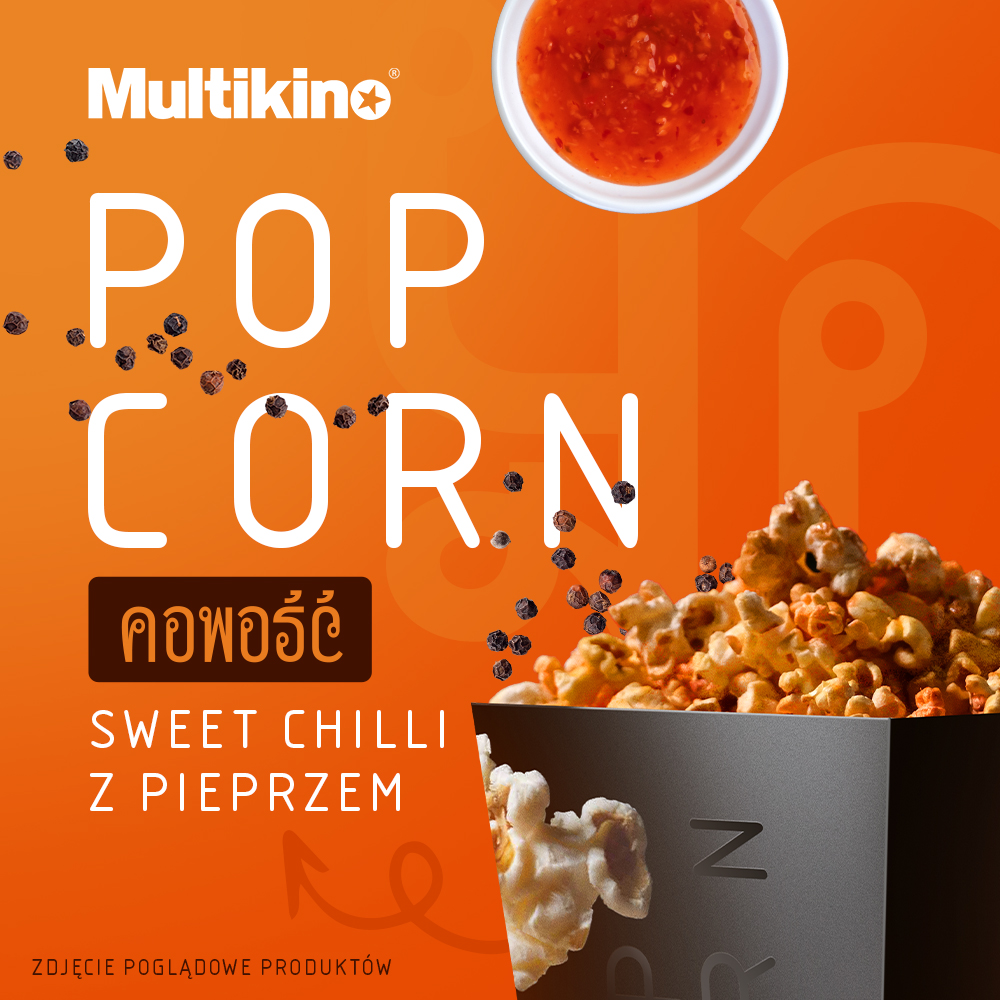 Plakat z nowym smakiem popcornu w Multikinie