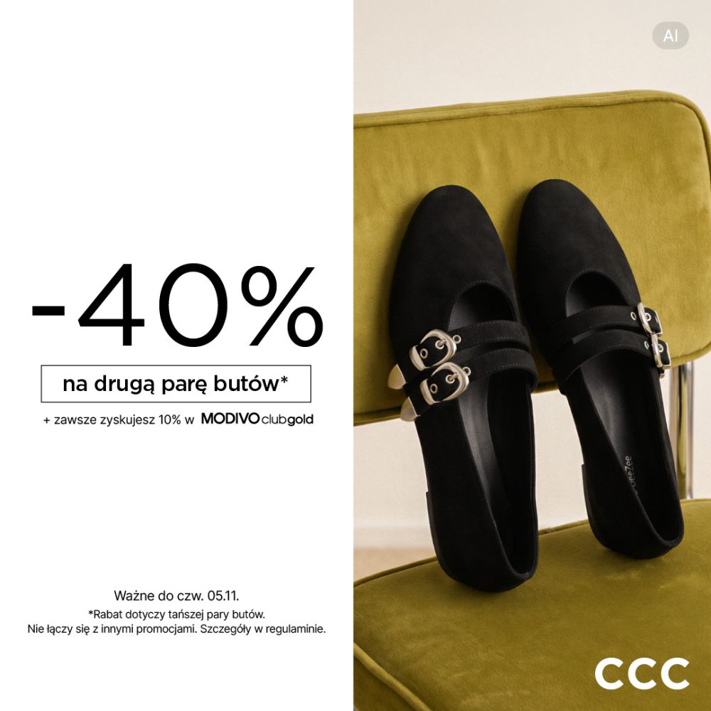 Grafika z nowa promocją -40% na drugą parę butów w CCC