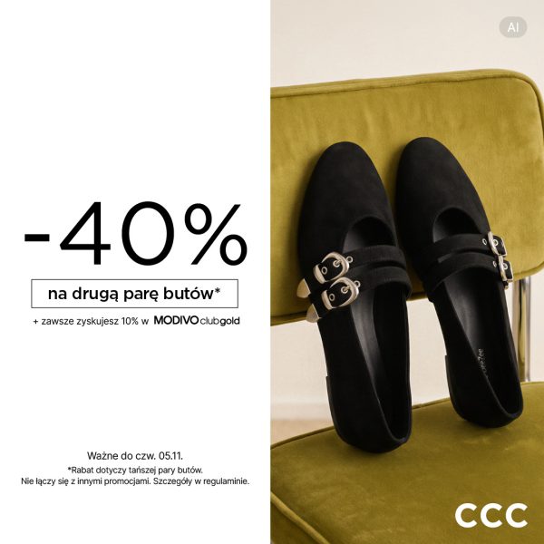 Grafika z nowa promocją -40% na drugą parę butów w CCC