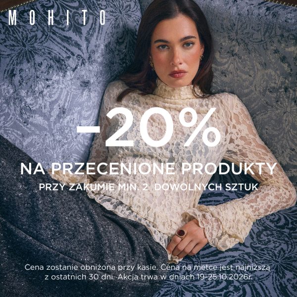 Grafika z modelką reklamującą promocję w Mohito
