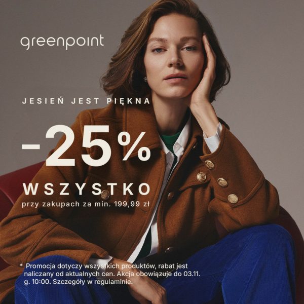 Grafika z modelką promującą nowa ofertę w Greenpoint